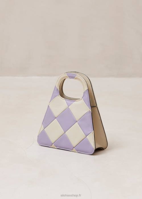 femmes Scacchi mauve ivoire P64N1098 Alohas le a scacchi - sac à main à carreaux blanc et violet