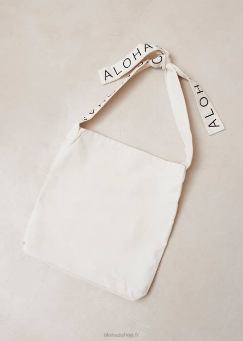femmes blanc P64N1139 Alohas cabas en toile - sac à main en coton blanc
