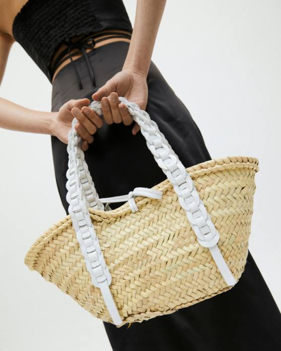 femmes blanc brillant P64N1174 Alohas tissé - sac à main en cuir blanc