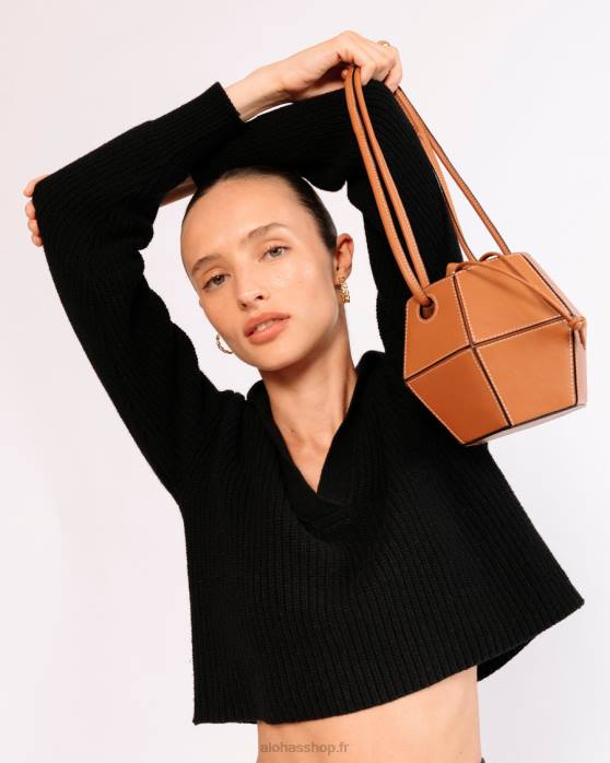 femmes bronzer P64N1048 Alohas le v - sac à main en cuir marron