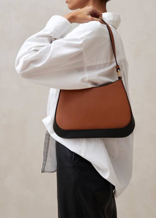 femmes bronzer P64N1122 Alohas le c bicolor - sac à main en cuir noir et marron