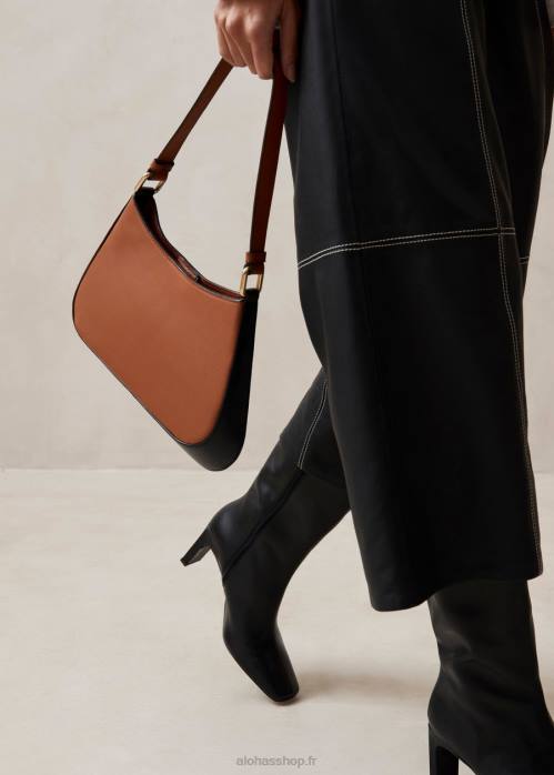 femmes bronzer P64N1122 Alohas le c bicolor - sac à main en cuir noir et marron