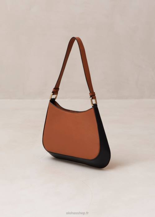 femmes bronzer P64N1122 Alohas le c bicolor - sac à main en cuir noir et marron