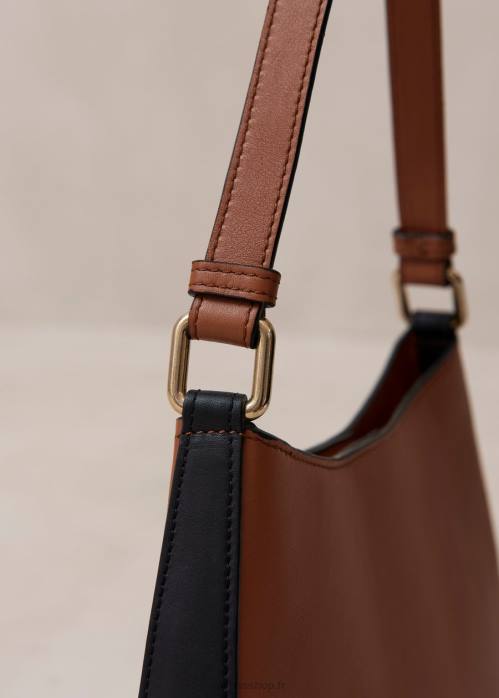 femmes bronzer P64N1122 Alohas le c bicolor - sac à main en cuir noir et marron
