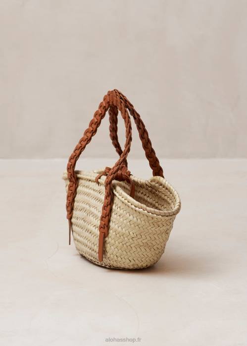 femmes bronzer P64N1172 Alohas tissé - sac à main en cuir marron