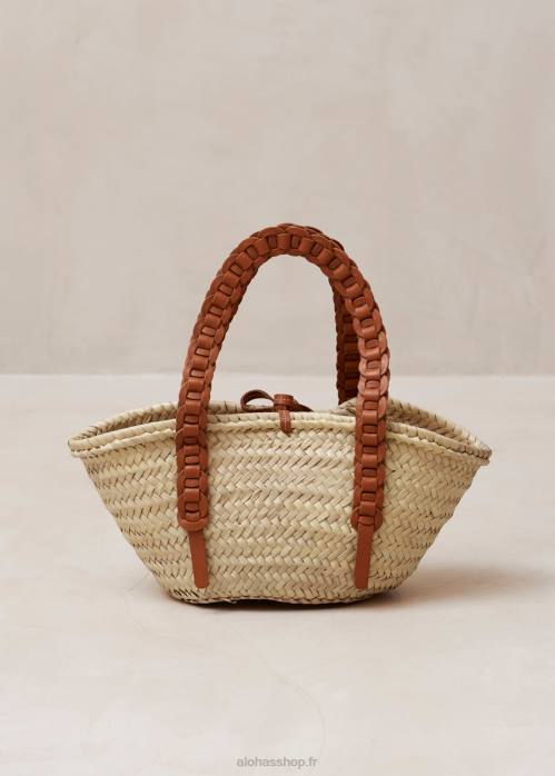 femmes bronzer P64N1172 Alohas tissé - sac à main en cuir marron