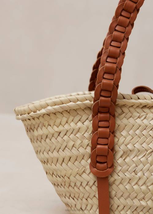 femmes bronzer P64N1172 Alohas tissé - sac à main en cuir marron