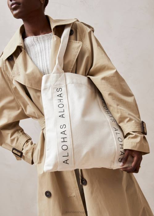 femmes crème P64N1216 Alohas été d'amour - sac à main en coton blanc