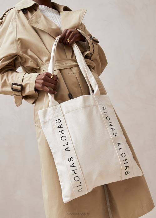 femmes crème P64N1216 Alohas été d'amour - sac à main en coton blanc