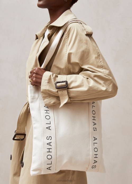 femmes crème P64N1216 Alohas été d'amour - sac à main en coton blanc