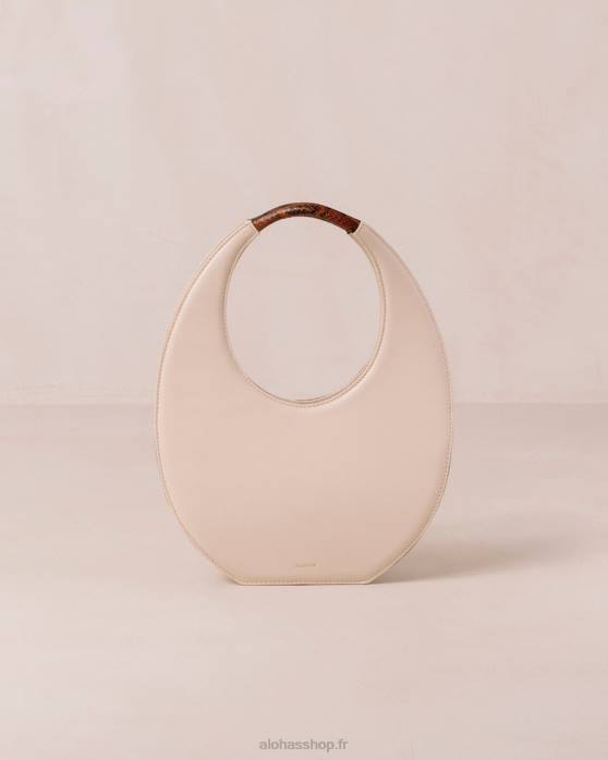 femmes crème beige pierre P64N1037 Alohas le o venti indo - sac en cuir blanc et beige