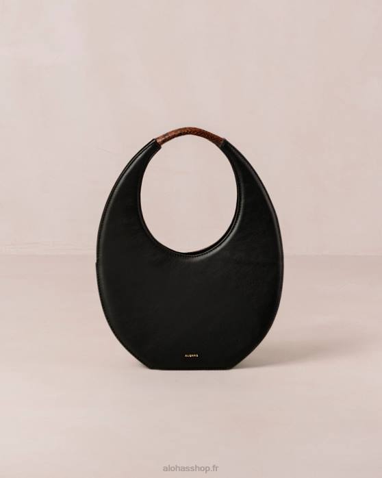 femmes crème noire P64N1036 Alohas le o venti indo - sac en cuir noir et blanc