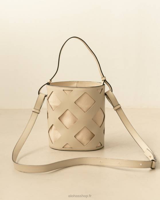 femmes gaufre ivoire P64N1156 Alohas le u venti waffle - sac à main en cuir blanc