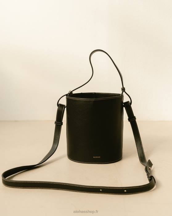 femmes gaufre noir P64N1155 Alohas le u venti waffle - sac à main en cuir noir
