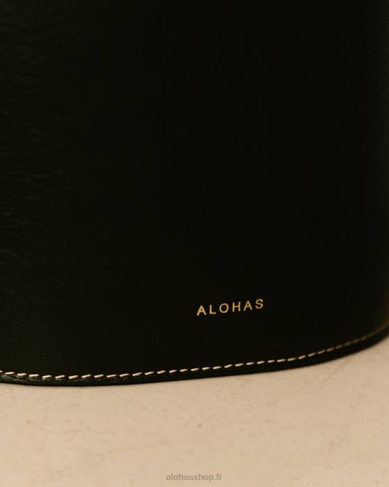 femmes gaufre noir P64N1155 Alohas le u venti waffle - sac à main en cuir noir