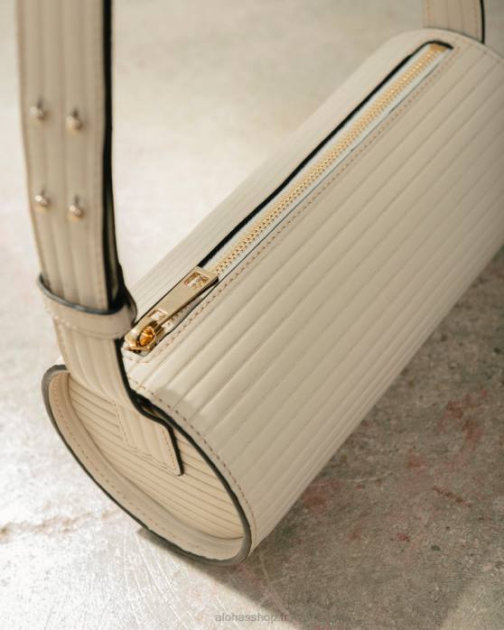 femmes ivoire plissé P64N1118 Alohas le i plissé - sac à main en cuir blanc