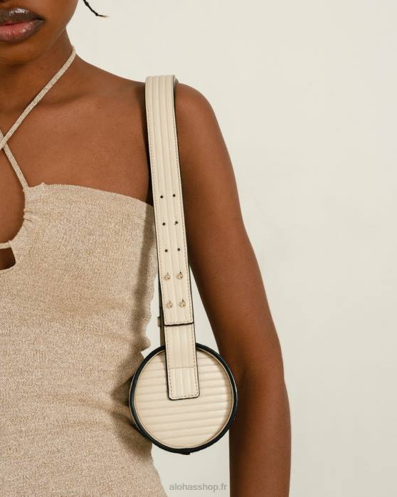 femmes ivoire plissé P64N1118 Alohas le i plissé - sac à main en cuir blanc