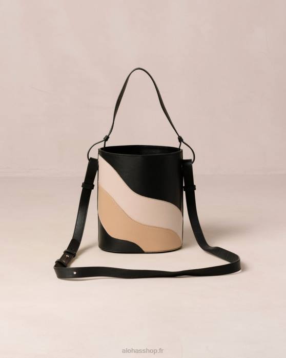 femmes kaléidoscope pierre noire imprimé beige P64N1051 Alohas le kaléidoscope u venti - sac à main en cuir multicolore