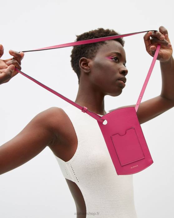femmes magenta P64N1130 Alohas pochette pour téléphone - sac à main en cuir rose