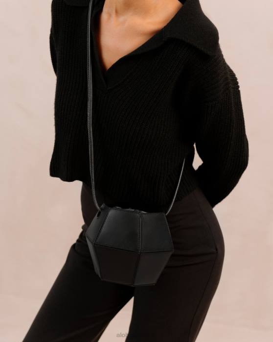 femmes noir P64N1046 Alohas le v - sac à main en cuir noir