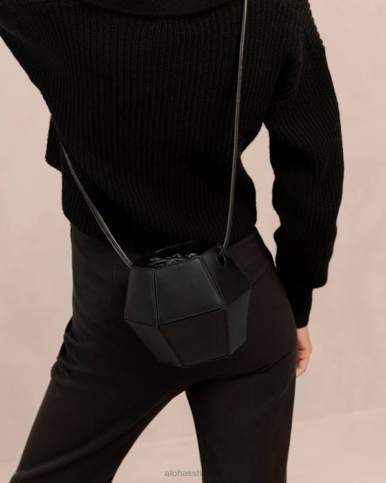 femmes noir P64N1046 Alohas le v - sac à main en cuir noir