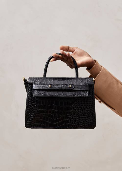 femmes noir P64N1063 Alohas le m exotique - sac à main en cuir noir