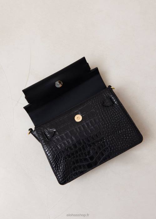 femmes noir P64N1063 Alohas le m exotique - sac à main en cuir noir