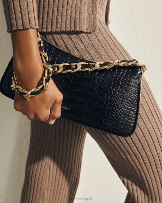 femmes noir P64N1161 Alohas le s exotique - sac à main en cuir noir