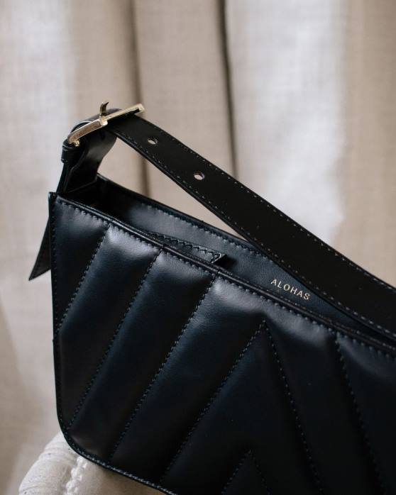 femmes noir P64N1166 Alohas bonnet de nuit - sac à main en cuir noir