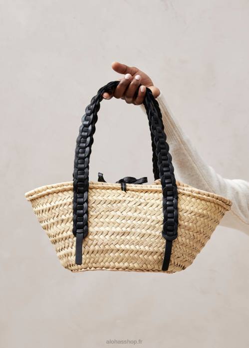 femmes noir P64N1173 Alohas tissé - sac à main en cuir noir
