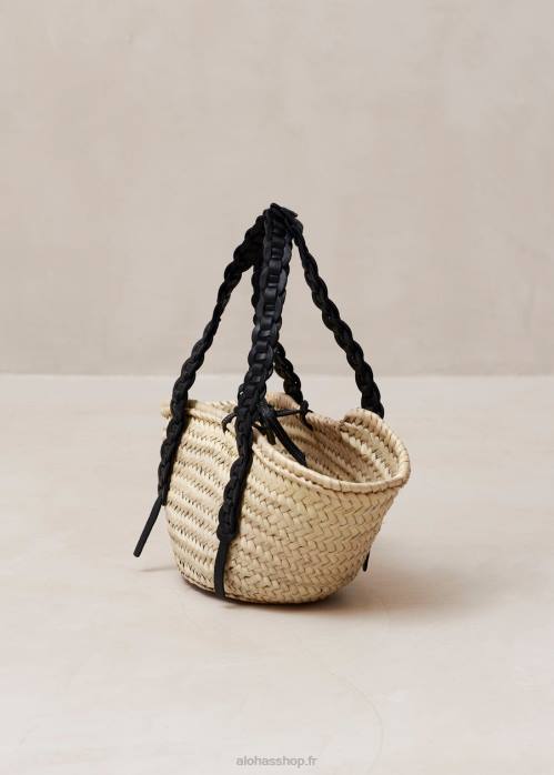 femmes noir P64N1173 Alohas tissé - sac à main en cuir noir