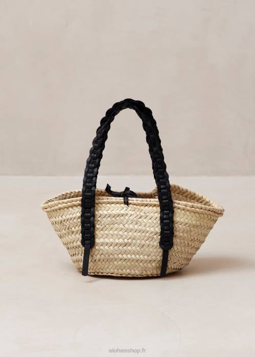 femmes noir P64N1173 Alohas tissé - sac à main en cuir noir