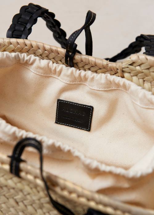 femmes noir P64N1173 Alohas tissé - sac à main en cuir noir