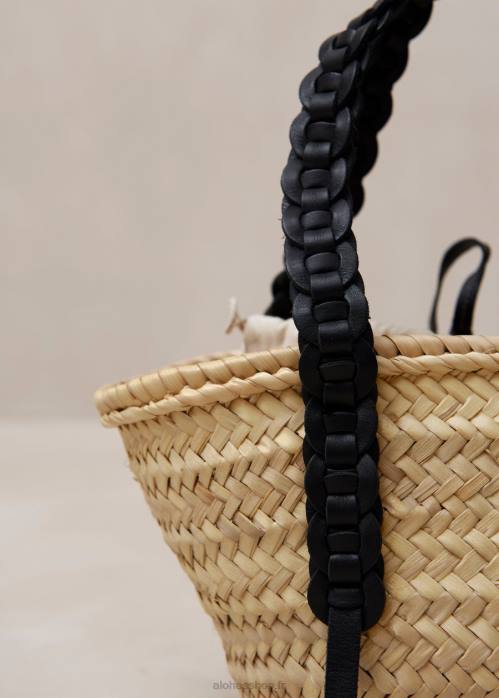 femmes noir P64N1173 Alohas tissé - sac à main en cuir noir