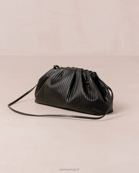 femmes noir plissé P64N1061 Alohas le d plissé - sac en cuir noir