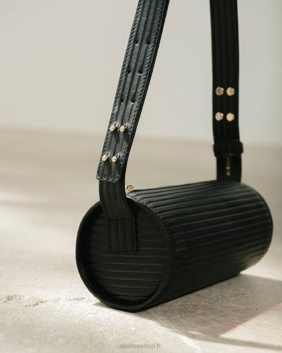 femmes noir plissé P64N1120 Alohas le i plissé - sac à main en cuir noir