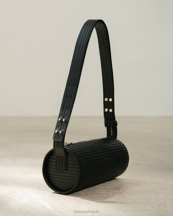 femmes noir plissé P64N1120 Alohas le i plissé - sac à main en cuir noir