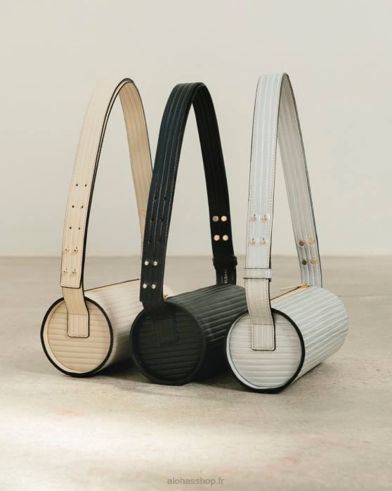 femmes noir plissé P64N1120 Alohas le i plissé - sac à main en cuir noir