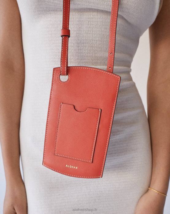 femmes pomélo orange P64N1129 Alohas pochette pour téléphone - sac à main en cuir orange