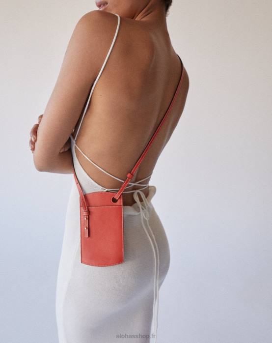femmes pomélo orange P64N1129 Alohas pochette pour téléphone - sac à main en cuir orange