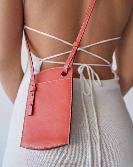 femmes pomélo orange P64N1129 Alohas pochette pour téléphone - sac à main en cuir orange