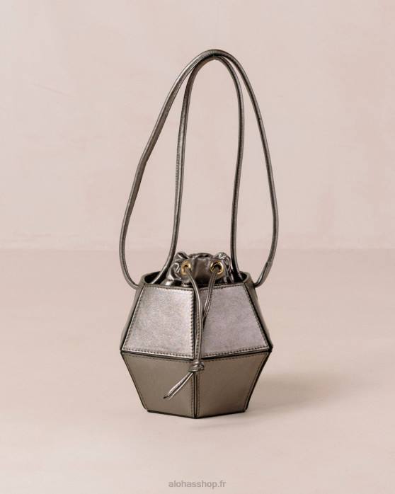 femmes pyrite P64N1047 Alohas the v shimmer - sac en cuir argenté