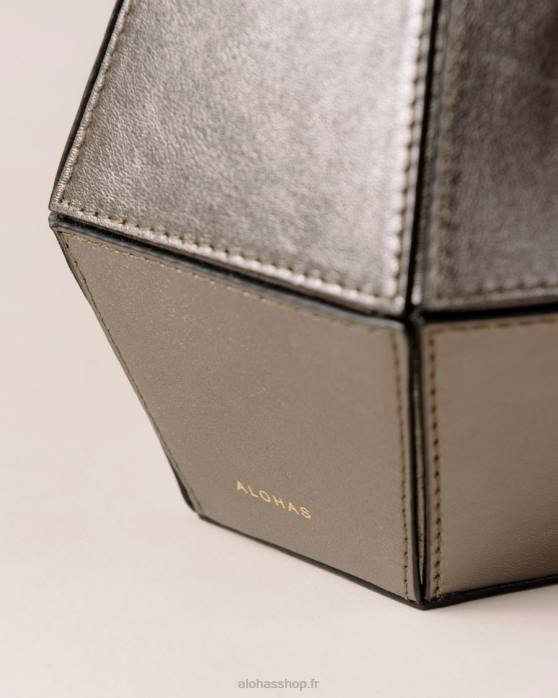 femmes pyrite P64N1047 Alohas the v shimmer - sac en cuir argenté