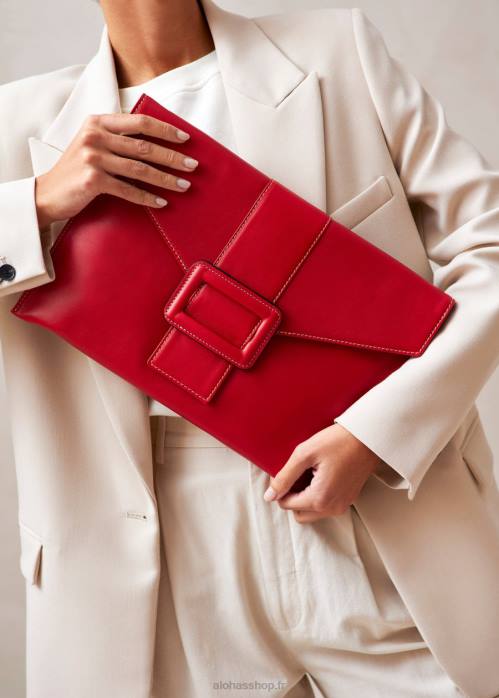 femmes rouge à lèvres rouge P64N1212 Alohas le e - sac à main en cuir rouge