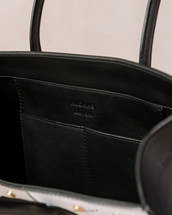 femmes scacchi noir argent blanc brillant P64N1050 Alohas the w scacchi - sac en cuir multicolore noir