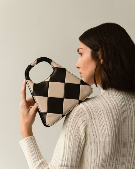 femmes scachi noir blanc P64N1076 Alohas le a scacchi - sac à main à carreaux noir et blanc