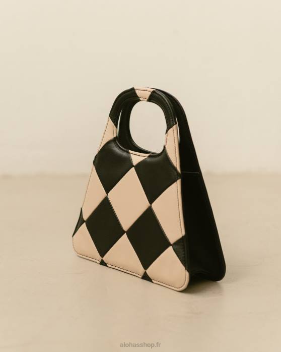 femmes scachi noir blanc P64N1076 Alohas le a scacchi - sac à main à carreaux noir et blanc