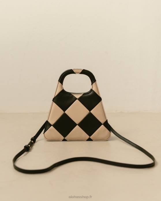 femmes scachi noir blanc P64N1076 Alohas le a scacchi - sac à main à carreaux noir et blanc