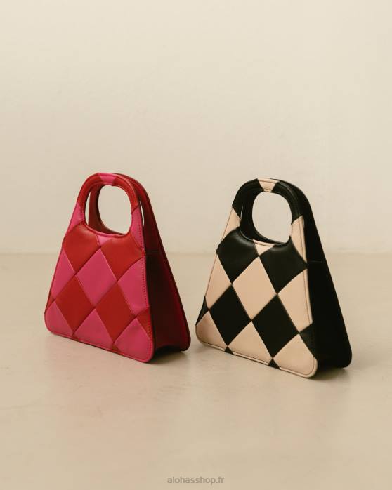 femmes scachi noir blanc P64N1076 Alohas le a scacchi - sac à main à carreaux noir et blanc