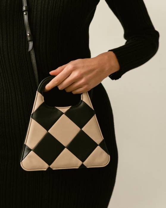 femmes scachi noir blanc P64N1076 Alohas le a scacchi - sac à main à carreaux noir et blanc